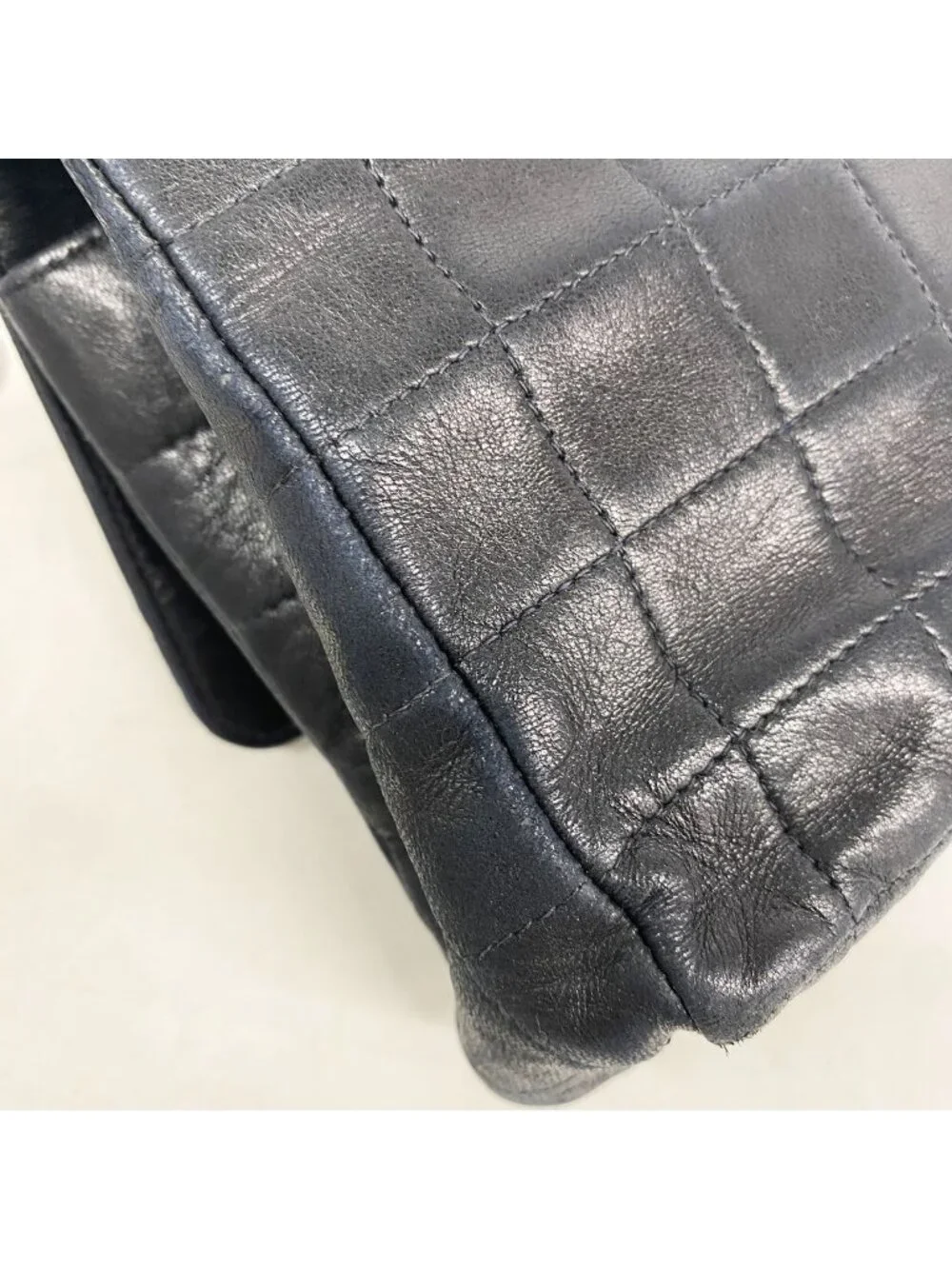 Chanel Shoulder Bag 2.55 Choco Bar Lambskin Black Silver